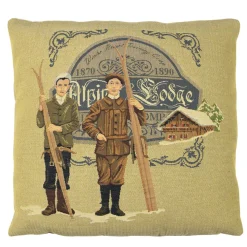 Gobelin Kissen Skifahrer Nostalgie, Alpine Lodge, 45x45cm, Mars & More