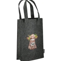 Henkeltasche Kuh Adelheid, Filztasche mit Henkel und Kuhmotiv bestickt, 30x20cm, Gilde