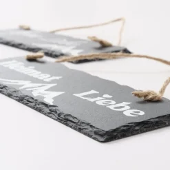 Hängetafel Heimatliebe mit Berge, Schiefertafel Sölden, 22x8cm, Boltze Home Collections