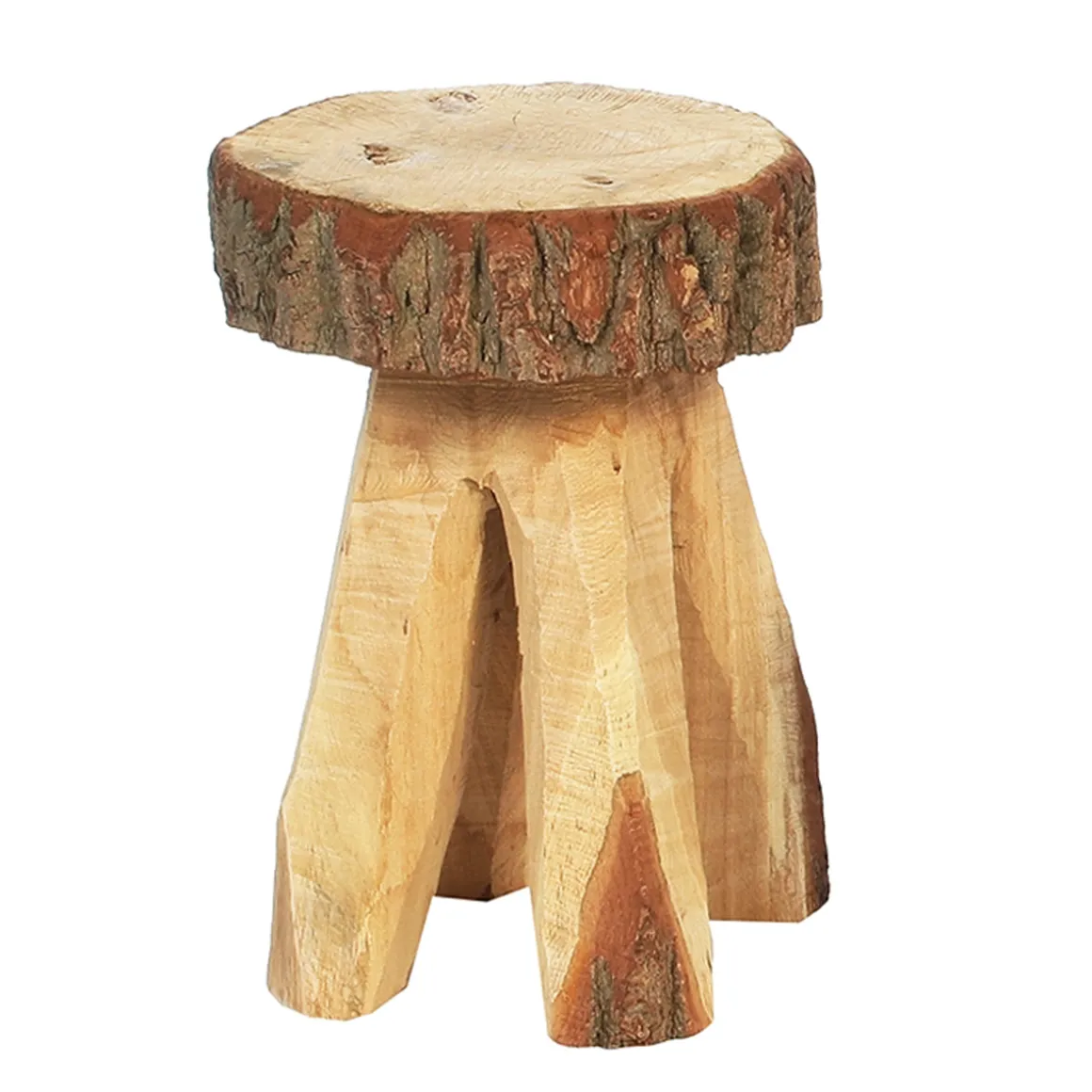 Hocker Naturholz, Holzhocker Eiche natur, rustikaler Blumenhocker, 30x26cm, WMG Grünberger