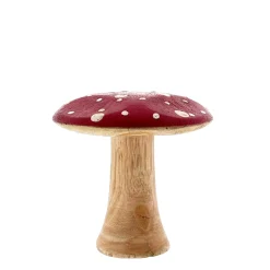 Holz Fliegenpilz, rot/weiß, 9x10cm, Mangoholz