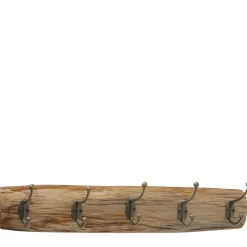 Holz Garderobe Brando, Naturholz Eichengarderobe mit 5 Haken, 55cm, Boltze Home Collections