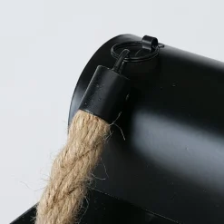 Holz Laterne Moritz mit Metalldach und Juteseil, 41x19cm, Boltze