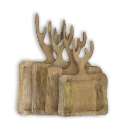 Holz Schneidebrett mit Geweih, Holzbrett Geweih, 35x22cm, Mars & More