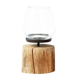 Holz Windlicht Mulan, Naturholzstamm, 28cm, WMG Grünberger