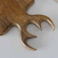 Holzbrett Hirsch Vaasa, Holz Schneidebrett mit Geweih, 15x55cm, Mangoholz, Boltze Home Collections