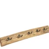 Holz Garderobe Teak rustikal, schmale Naturholz Garderobe mit 5 Doppelhaken, 60cm