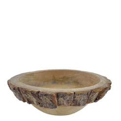 Holzschale Natur, rustikale Mangoschale mit Rinde, Ø17cm