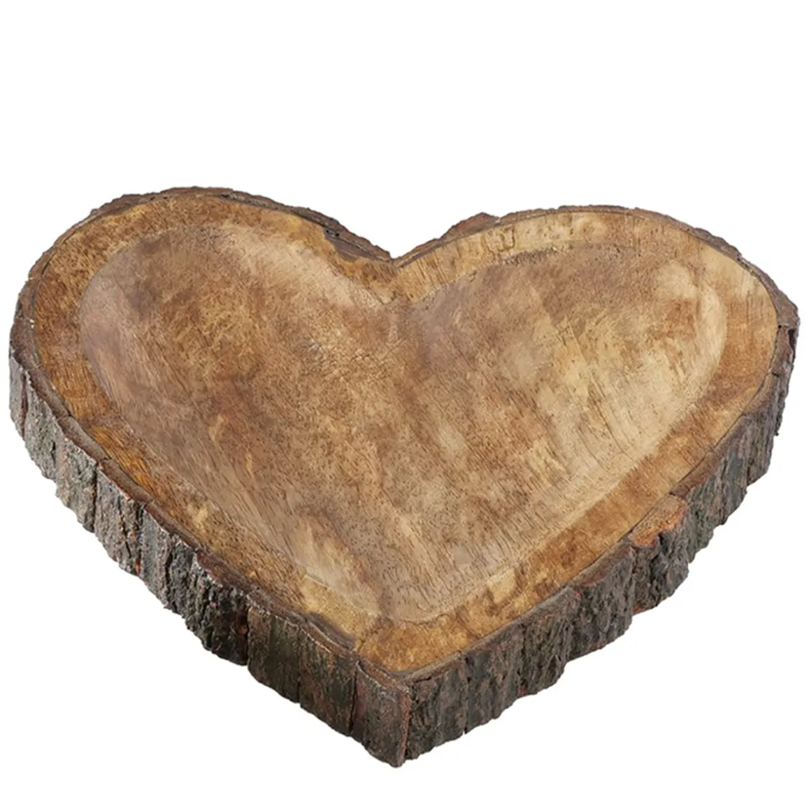 Holzschale Widdo Herzform, Naturholzschale mit Rinde, 20x20cm, Boltze Home Collections