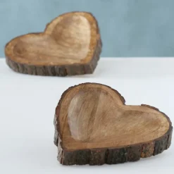 Holzschale Widdo Herzform, Naturholzschale mit Rinde, 20x20cm, Boltze Home Collections