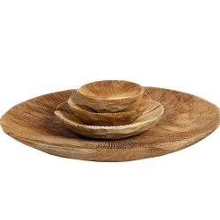 Holzschale Benoa Teak unfinish, rustikale Naturholzschale mit Maßerung, Ø15cm, WMG Grünberger