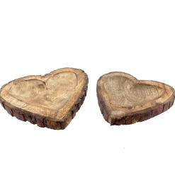 Holzschale Herz, Naturholzschale mit Rinde und kleiner Vertiefung, 25x26cm