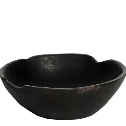 Holzschale Teak black, rustikale schwarze Naturholzschale, Ø25cm, WMG Grünberger