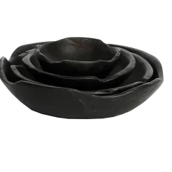 Holzschale Teak Organic black, rustikale schwarze Naturholzschale, Ø30cm, WMG Grünberger