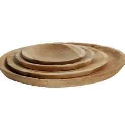 Holzschale Teak unfinish, rustikale Naturholzschale, runder Holzteller, Ø20cm, WMG Grünberger