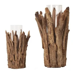 Holz Windlicht Teak Papua, Treibholz, Naturholz, 70cm, WMG Grünberger