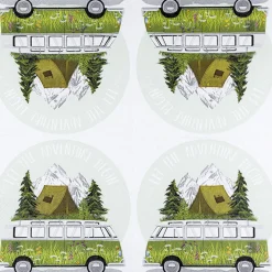 Home Fashion Papierservietten Camping, mit Bus und Zelt ins Gebirge, 33x33cm