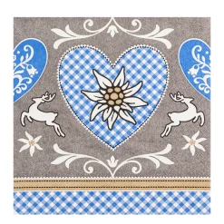 Home Fashion Papierservietten Landhaus, Hirsch und Edelweiß, Warm Welcome, 33x33cm