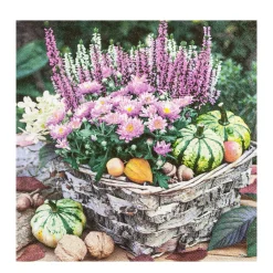 Home Fashion Papierservietten Herbstblumen und Kürbis, Autumn Basket, 33x33cm