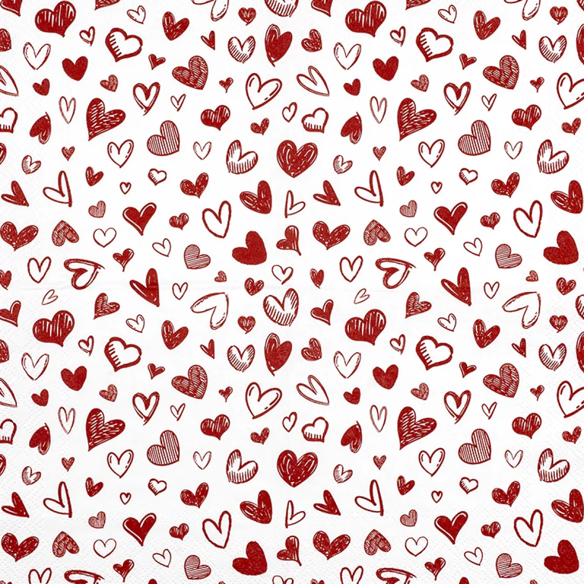 Home Fashion Papierservietten Herzen rot, Herzen überall, 25x25cm