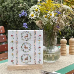 Home Fashion Papierservietten Hirsch, Hirsche mit Blumenbordüre, 33x33cm