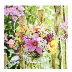 Home Fashion Papierservietten bunte Blumen im Glas, 33x33cm