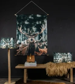 Kanevas Kissen Hirsch, Winterhirsch im Rudel, 40x60cm, Mars & More