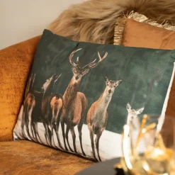 Kanevas Kissen Hirsche, Hirschherde im Winter, 40x60cm, Mars & More