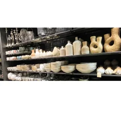 Keramik Schale, Tabo, handgefertigt, weiß, Rand braun, 3,5x11,5cm, Mica Decorations