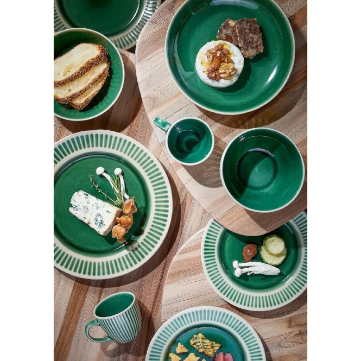 Keramik Schüssel Elice, Dessertschüssel mit Relief, grün-beige, Ø14cm, Mica Decorations