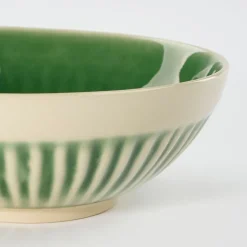 Keramik Schüssel Elice, Schüssel mit Relief, grün-beige, Ø16cm, Mica Decorations