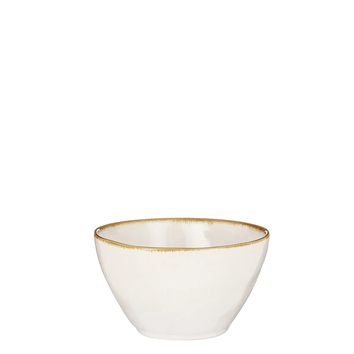 Keramik Schüssel, Tabo, handgefertigt, weiß, Rand braun, 6x14cm, Mica Decorations