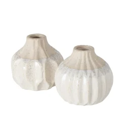 Keramikvase Malia, Blumenvase 2 farbig, beige-creme, 9x10cm, Steingut, Boltze Home Collections