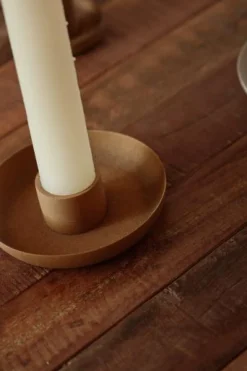 Kerzenhalter für 3,8cm Stabkerzen, Kerzenschale cognac, Ø13cm, Ib Laursen