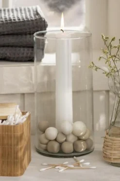 Kerzenhalter Glas mit Einsatz für 3,8cm Kerze, hohes Glas, 25x13cm, Ib Laursen