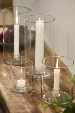 Kerzenhalter Glas mit Einsatz für 3,8cm Kerze, hohes Glas, 25x13cm, Ib Laursen