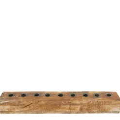 Kerzenhalter Holz Antik, Holzbalken, Holzleiste für 9 Stabkerzen, 58cm