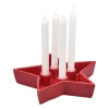 Kerzenhalter Stern, Kerzenschale rot für 4 Stabkerzen 27x25cm, Steingut