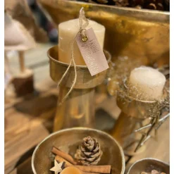 Kerzenhalter Weihnachten Antik, Metallkerzenhalter antik gold used look, 23cm