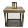 Kerzenhalter Glasbox Vintage gold, Kerzenständer Metall-Glaskasten, Stabkerzenhalter