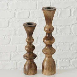 Kerzenständer Caconda, Kerzenständer aus Holz, gedreht, 23cm, Mangoholz, Boltze Home Collections