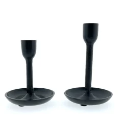 Kerzenständer mit Schale, schwarz, 18cm, Metall
