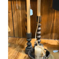 Kerzenständer Antique schwarz, gedreht, 16cm, Holz