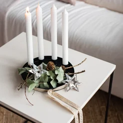 Kerzentablett mit 4 Magnet Kerzenhaltern, schwarz, Ø20cm