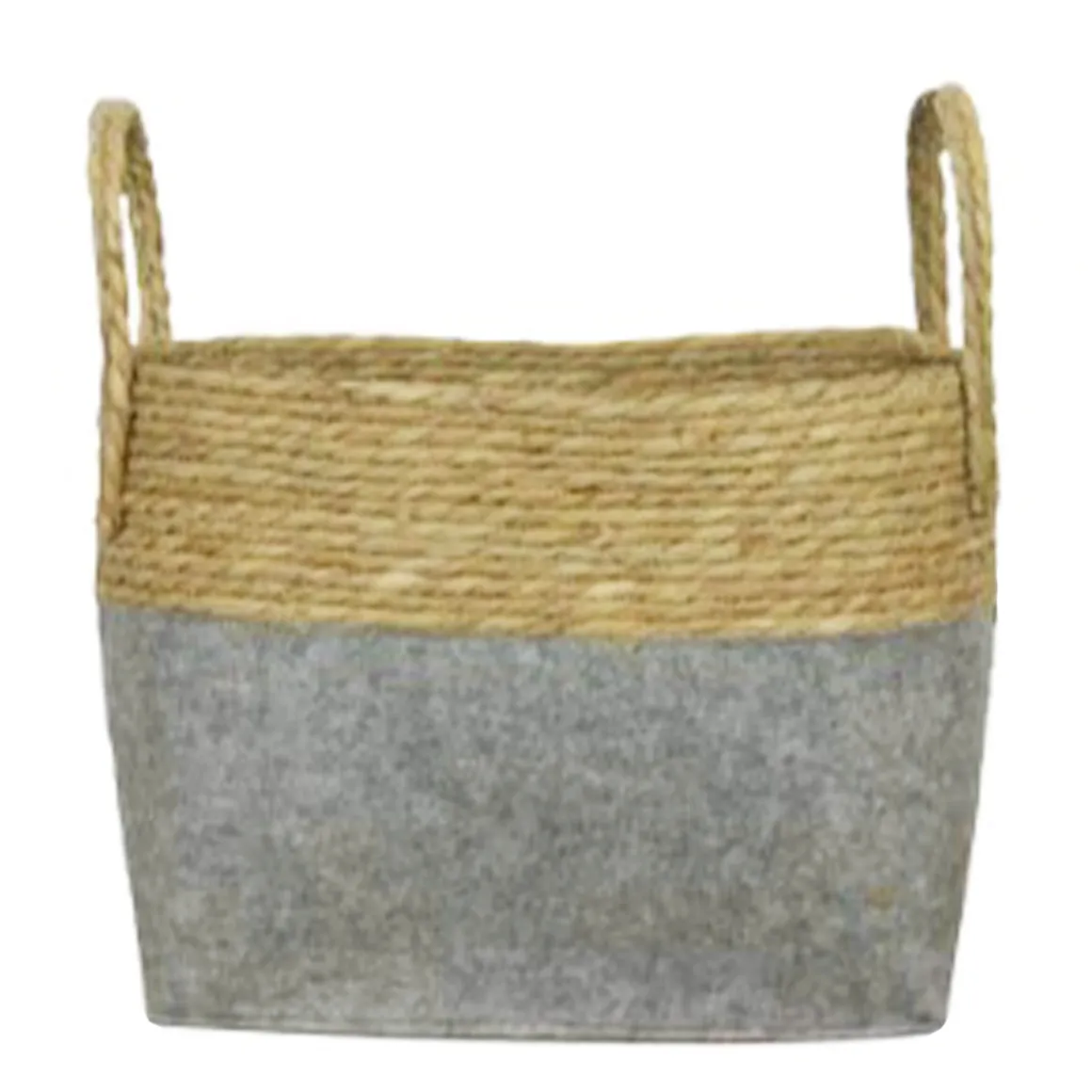 Korb Seegras und Filz, Henkelkorb natur-grau, 41x20cm, DIJK Natural Collections