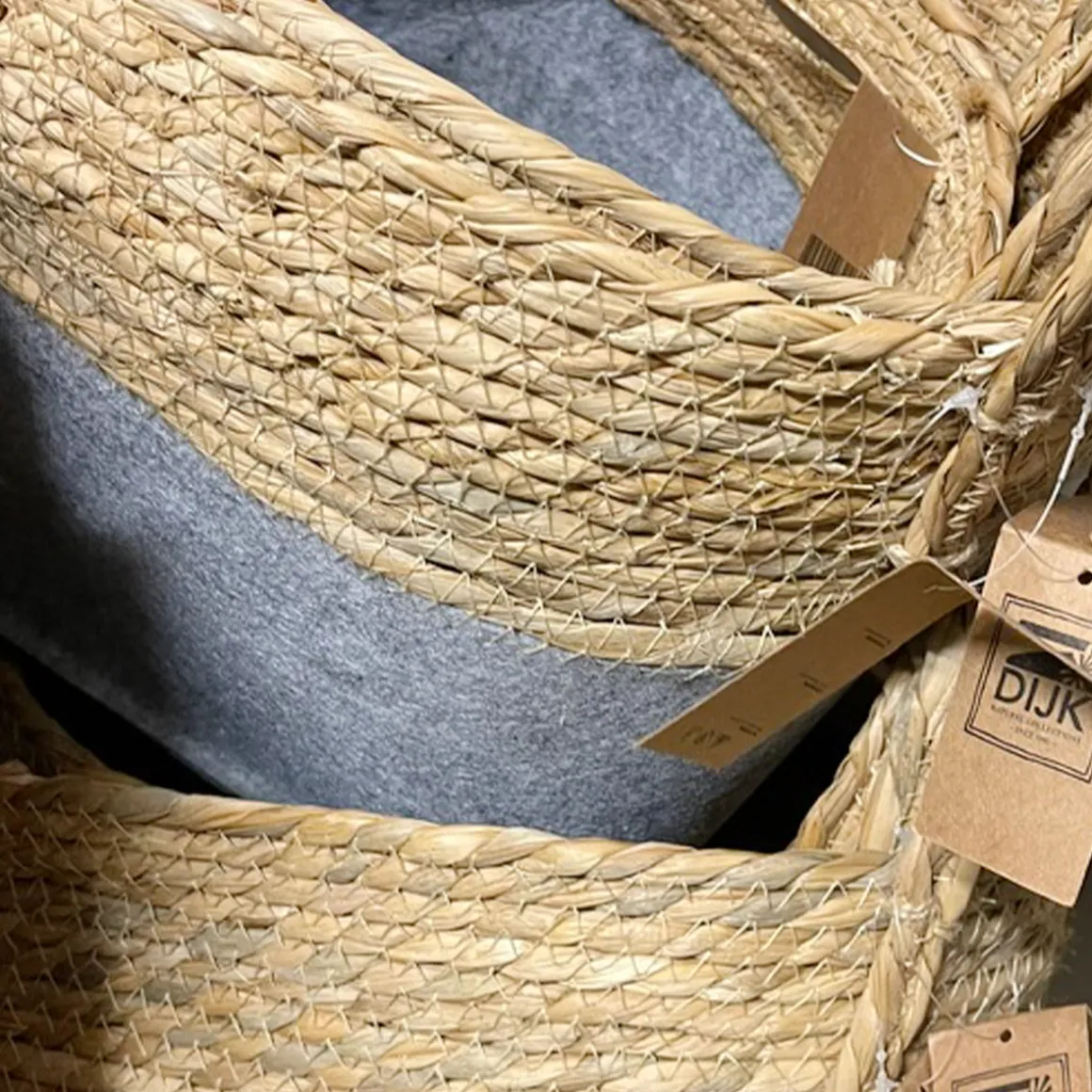 Korb Seegras und Filz, Henkelkorb natur-grau, 41x20cm, DIJK Natural Collections