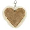 Kuhfell-Plüsch Schlüsselanhänger Herz, Fellherz mit Plüsch, 10x11cm, braun-creme, Mars & More