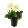 Kunstpflanze Geranie getopft, Pelargonium creme im Topf, 28cm