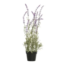 Kunstpflanze Lavendel im Topf, Lavendelpflanze lila aus Kunststoff getopft, 46cm