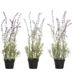 Kunstpflanze Lavendel im Topf, Lavendelpflanze lila aus Kunststoff getopft, 46cm